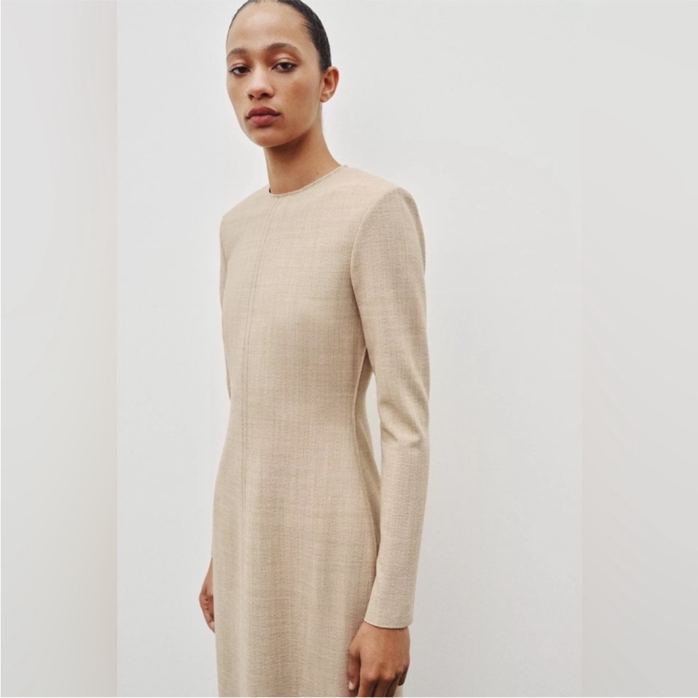 Zara Wool Beige Long Sleeve Dress